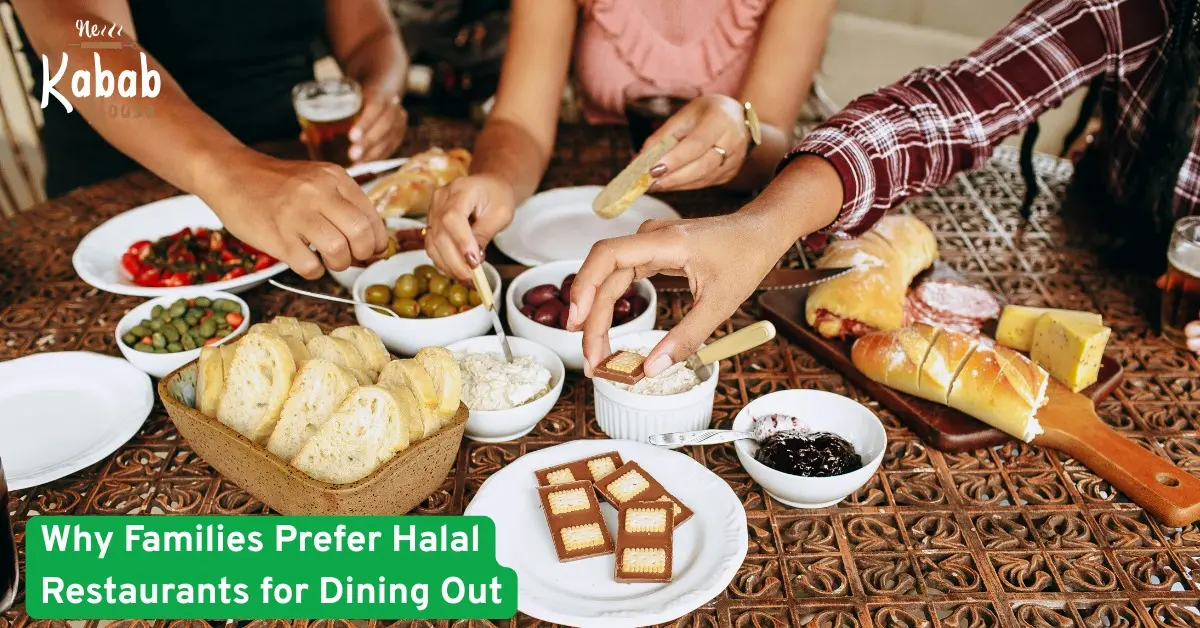 Families sharing halal food at a restaurant table showing why halal dining is trusted comfortable and ideal for family meals
